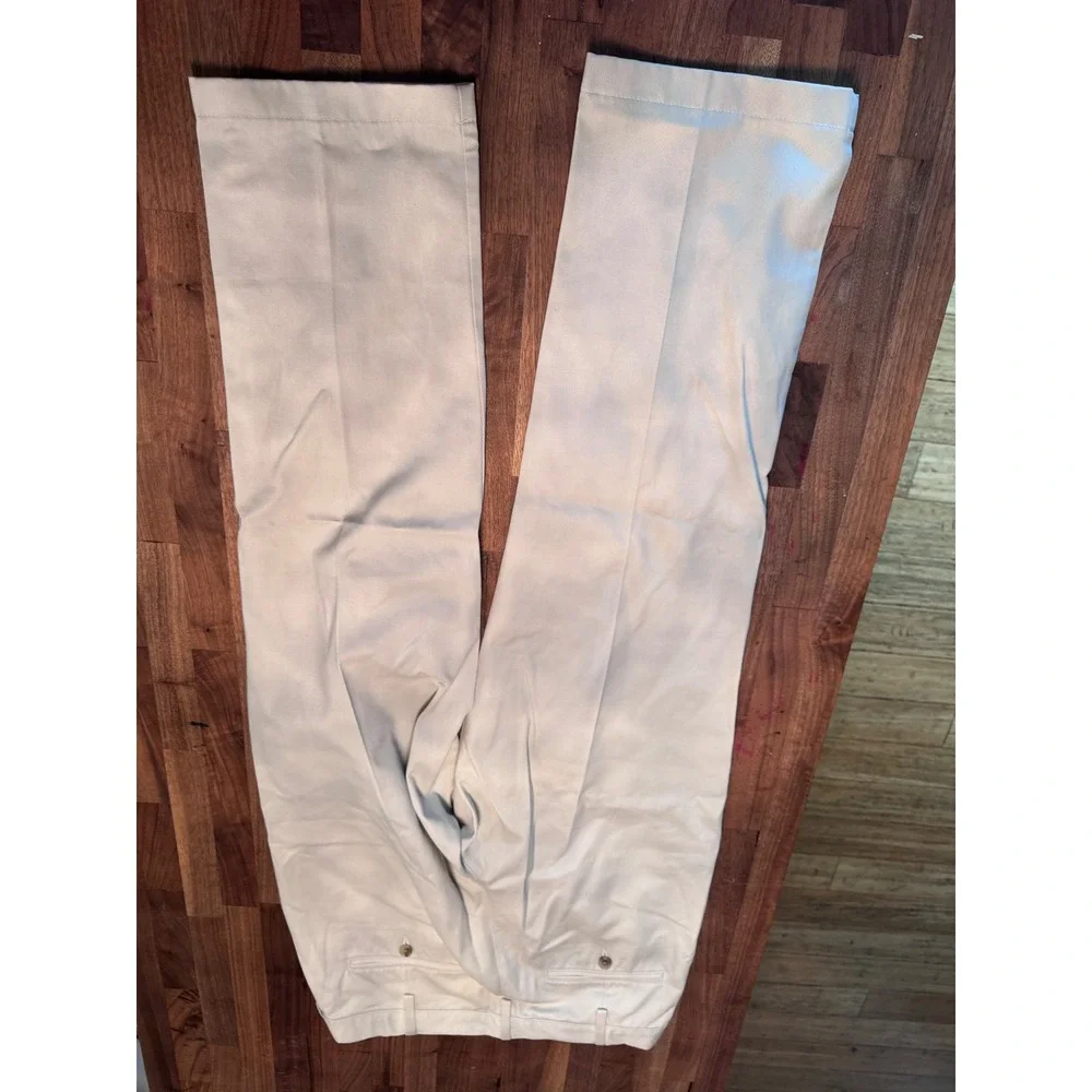 Lands End Mens 32 Traditional Fit No Iron Comfort Waist Chino Pants Light Stone